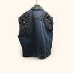 Mens crystal denim vest