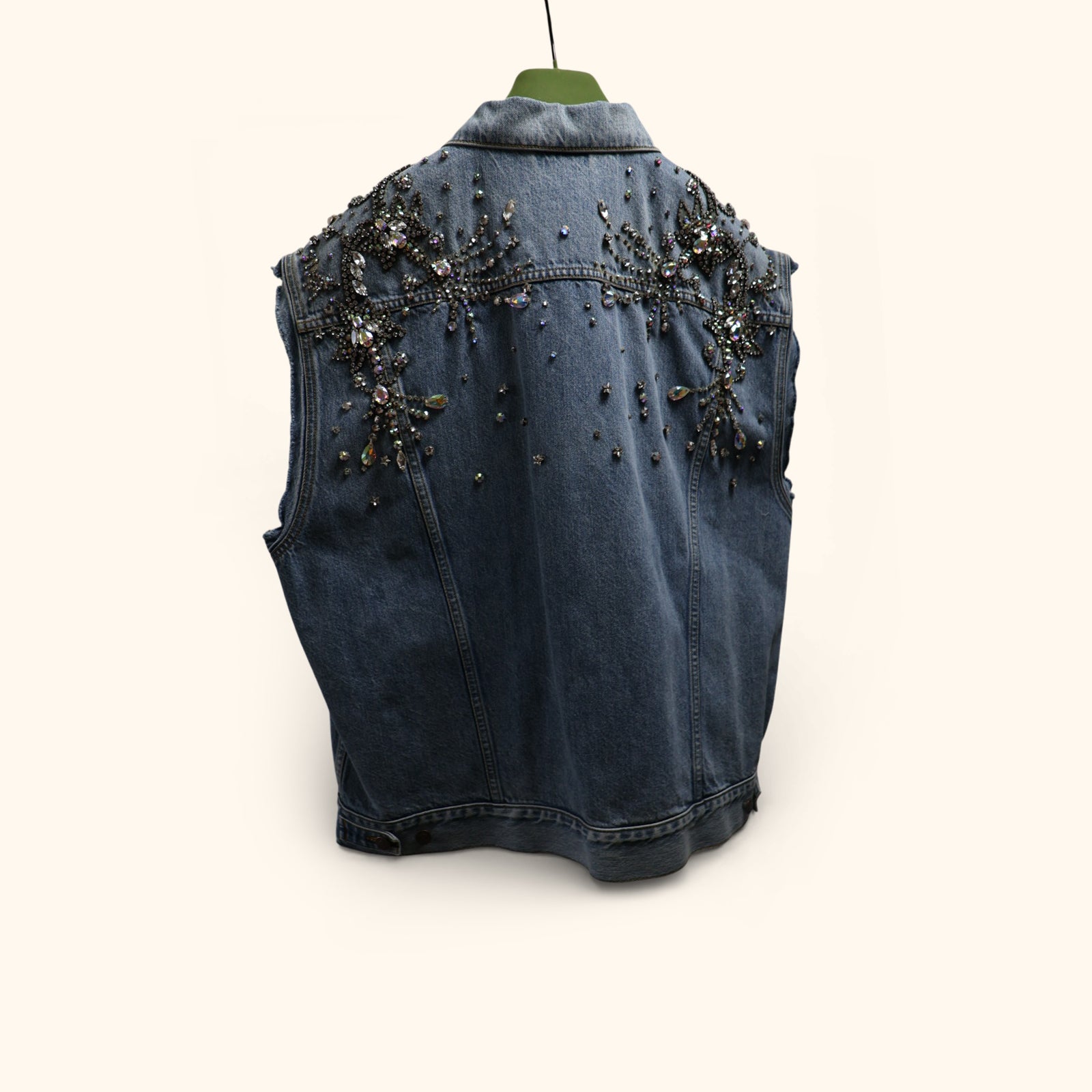 Mens crystal denim vest