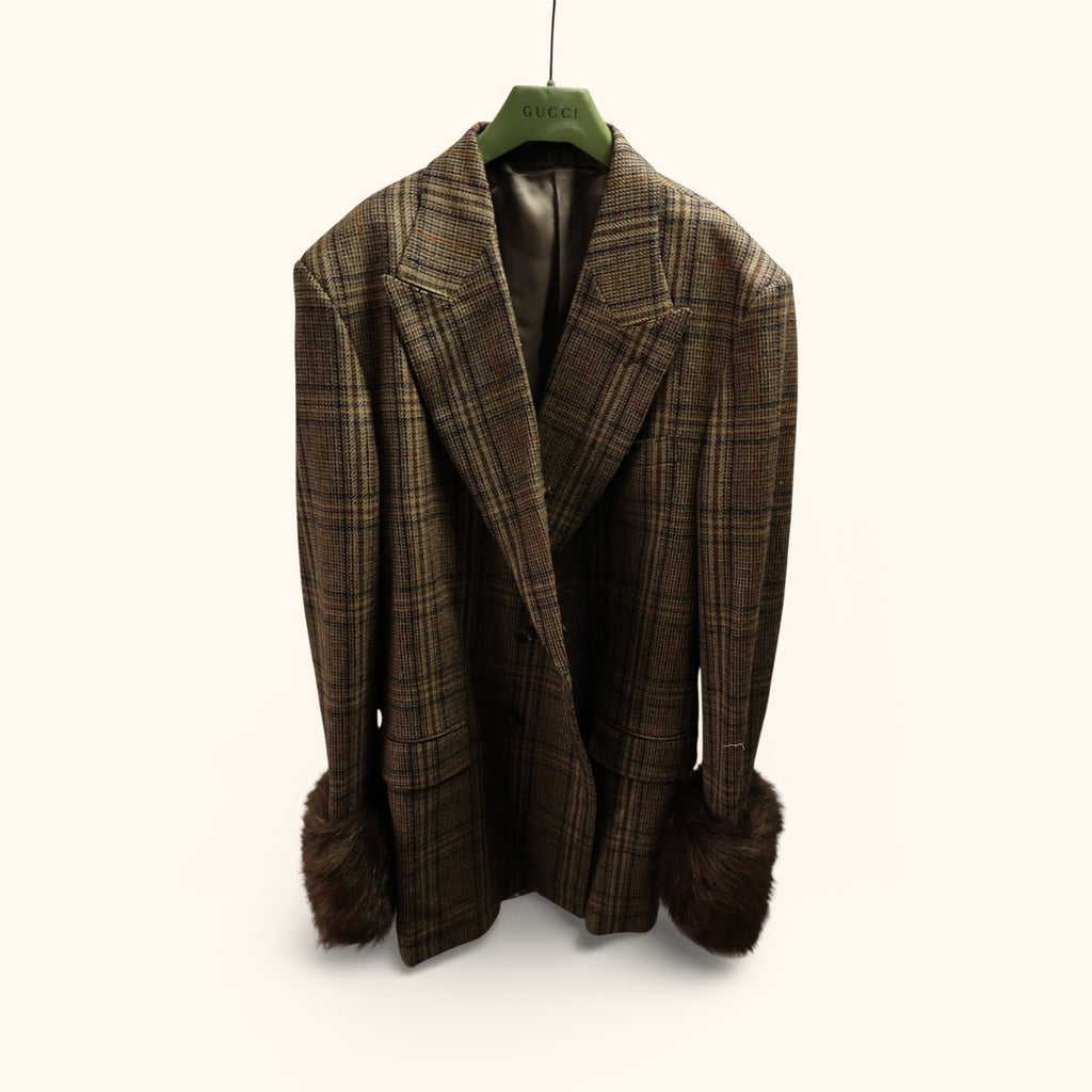 WOOL JACKET WITH DETACHABLE FAUX FUR