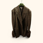 WOOL JACKET WITH DETACHABLE FAUX FUR