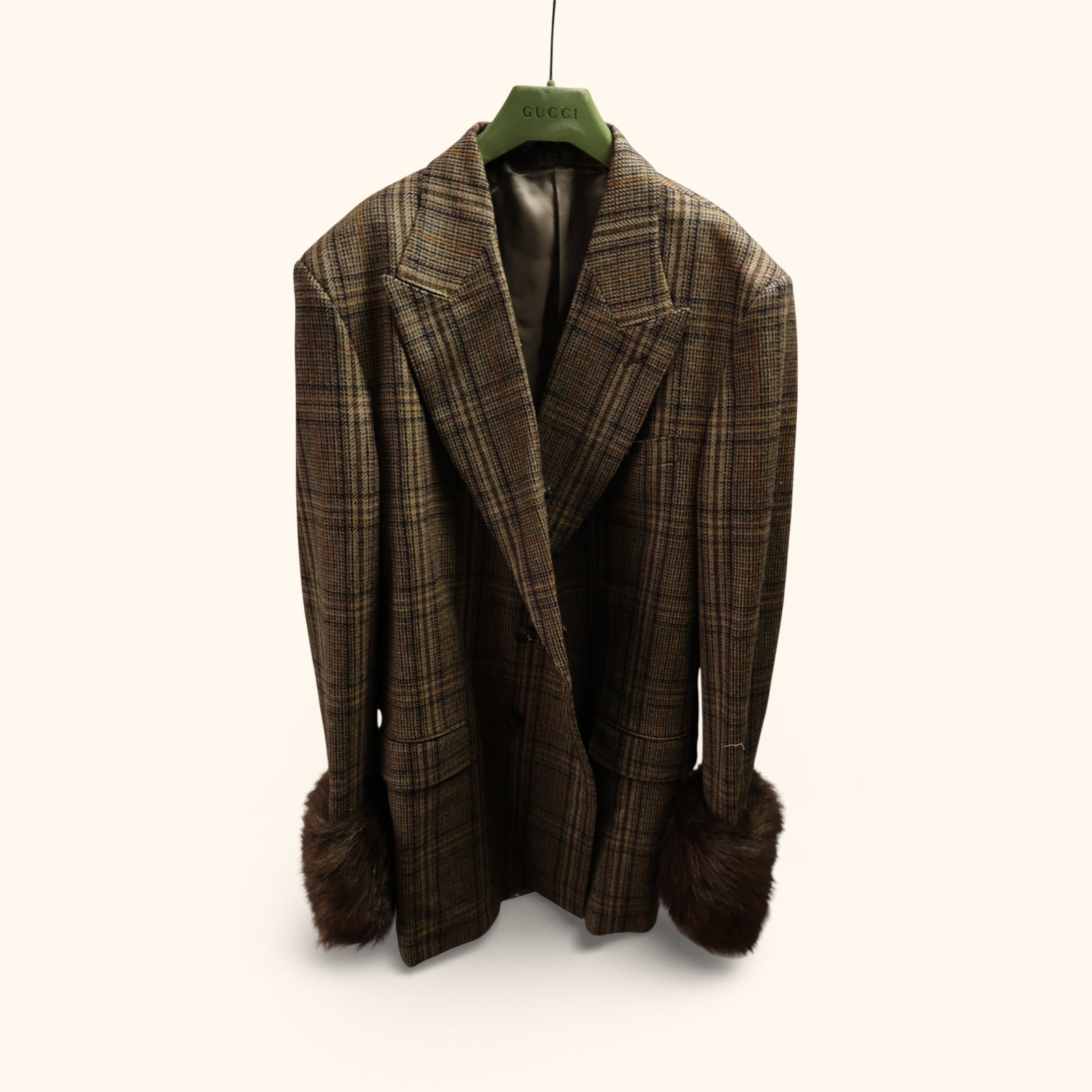 WOOL JACKET WITH DETACHABLE FAUX FUR