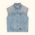 Mens crystal denim vest