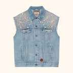 Mens crystal denim vest