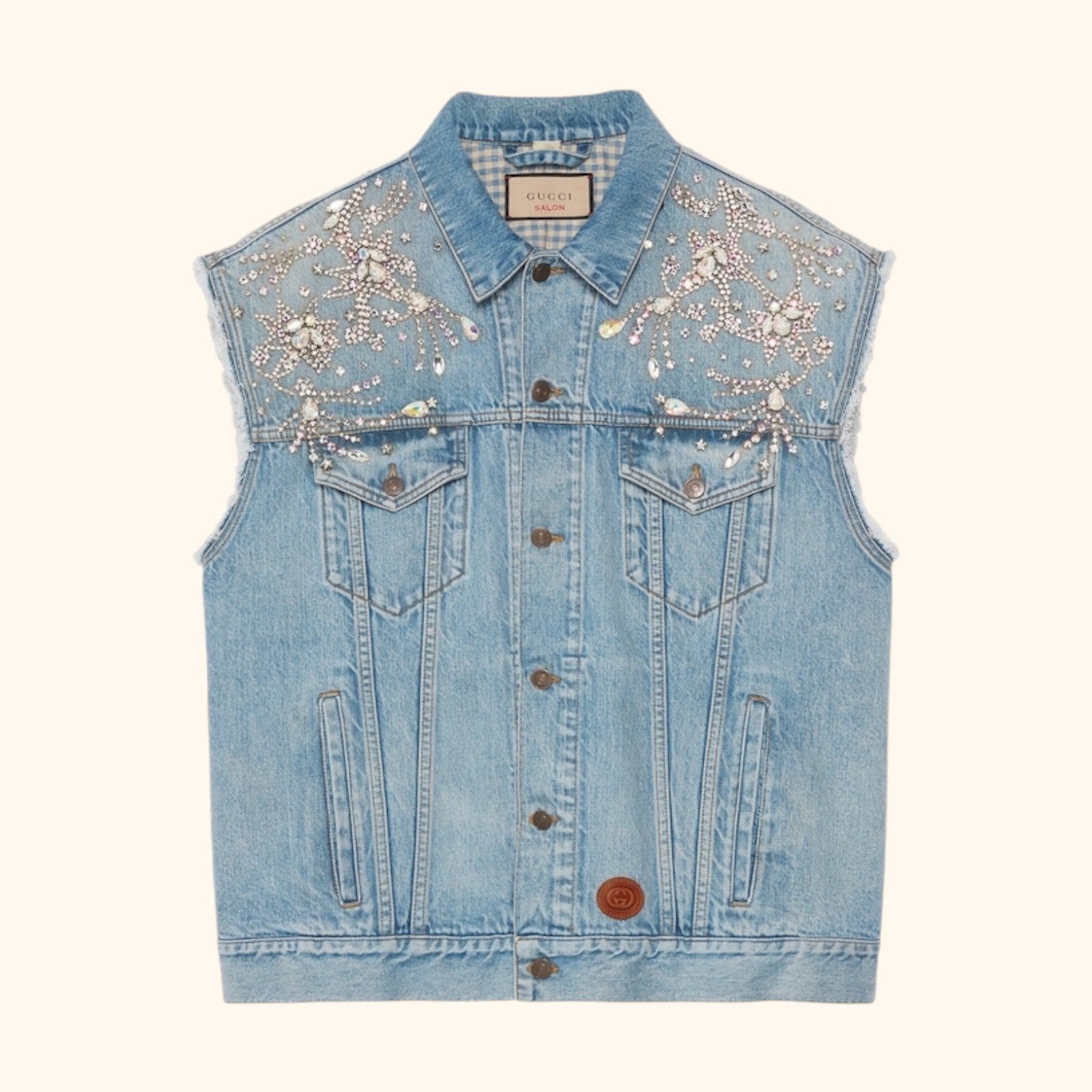 Mens crystal denim vest