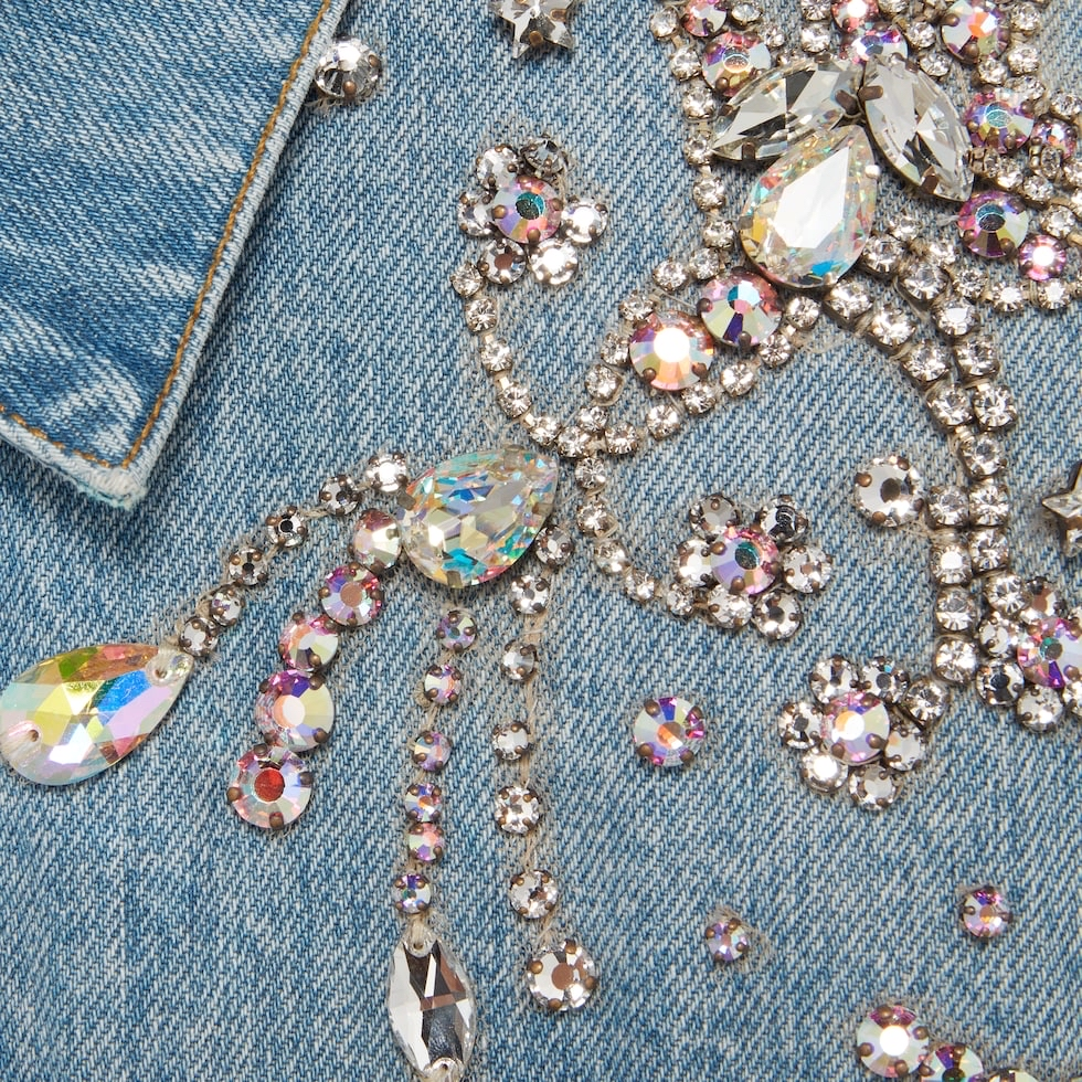 Mens crystal denim vest