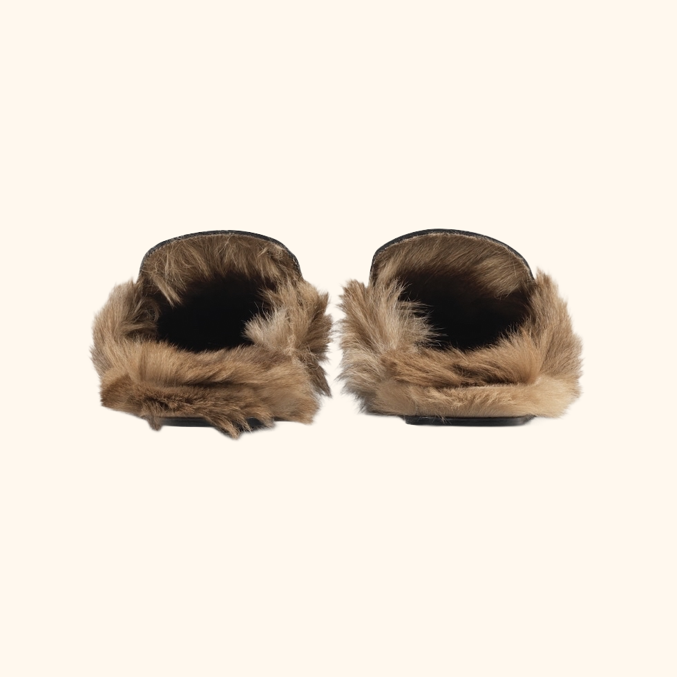 Gucci fur prince town mules