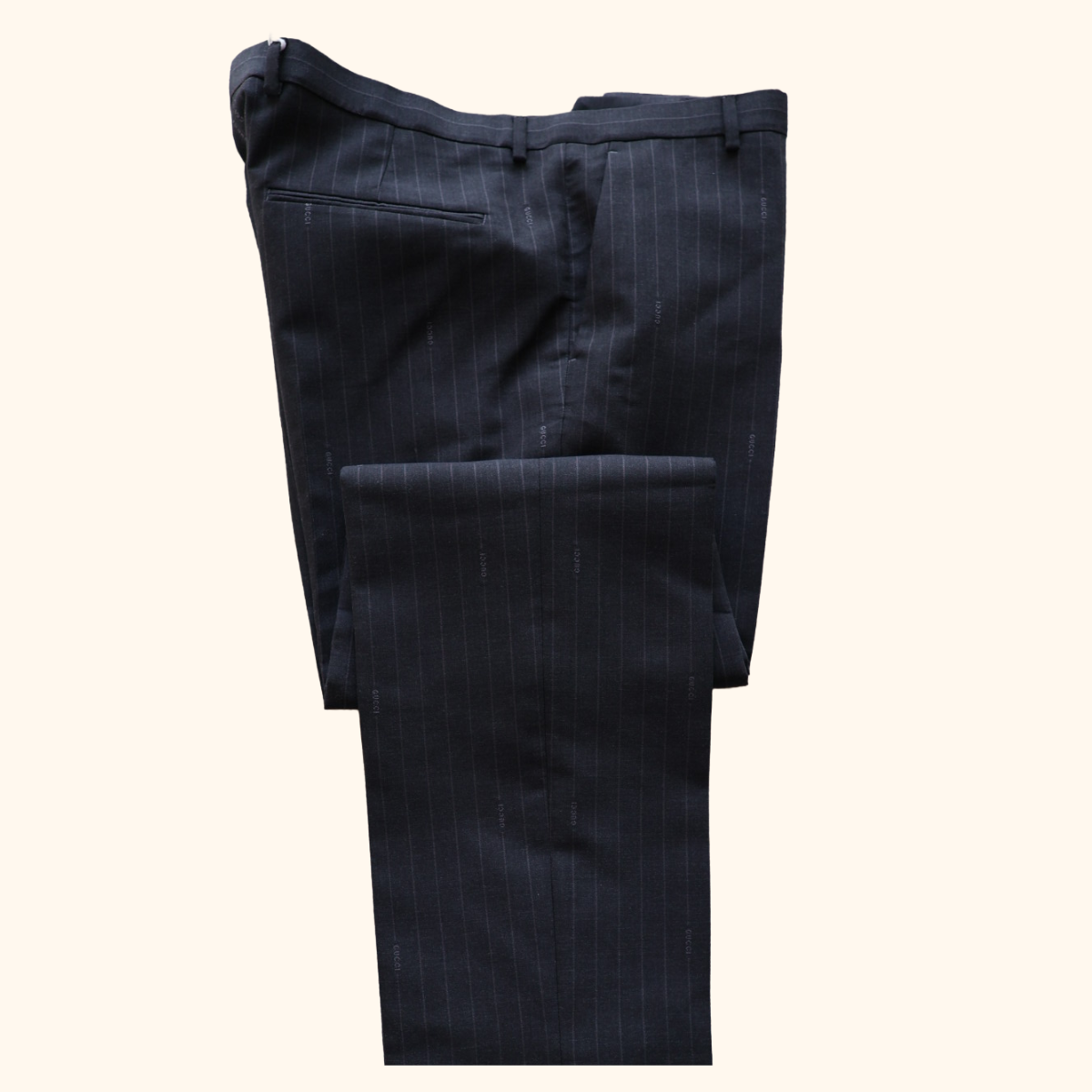 Double breasted pin stripe suit