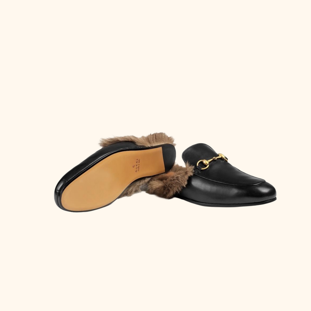 Gucci Princetown Shearling-lined Leather Slippers