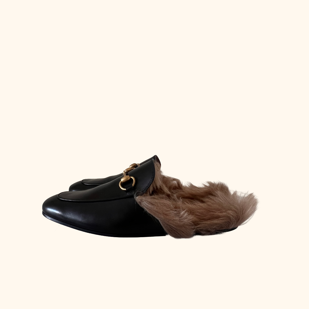 Gucci fur prince town mules