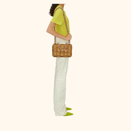 Chain cassette padded leather bag