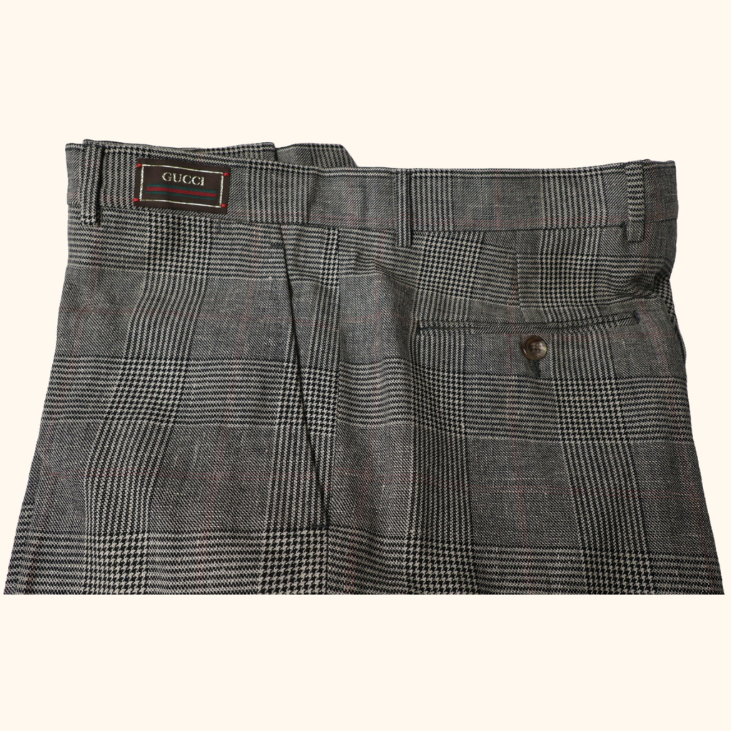 Check wool-blend trousers