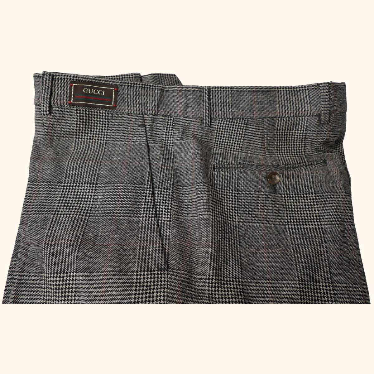 Check wool-blend trousers