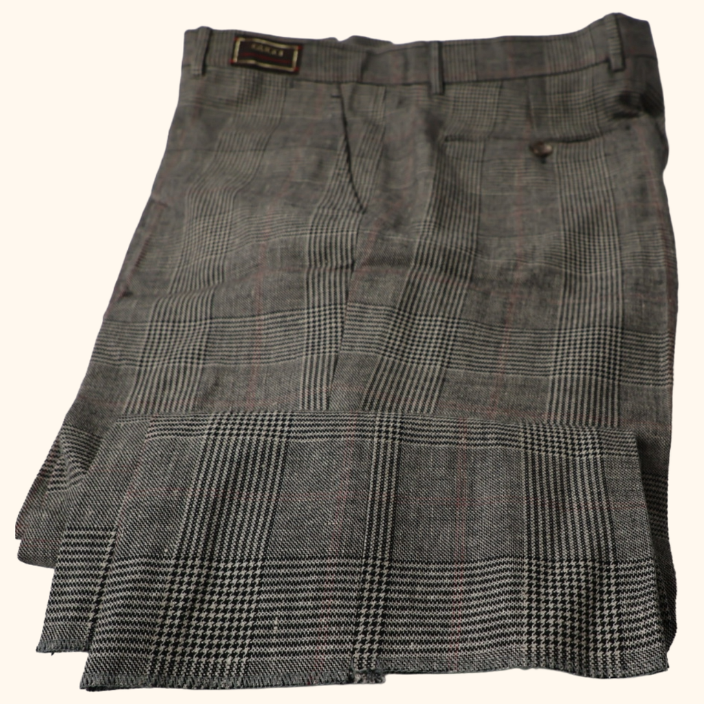 Check wool-blend trousers