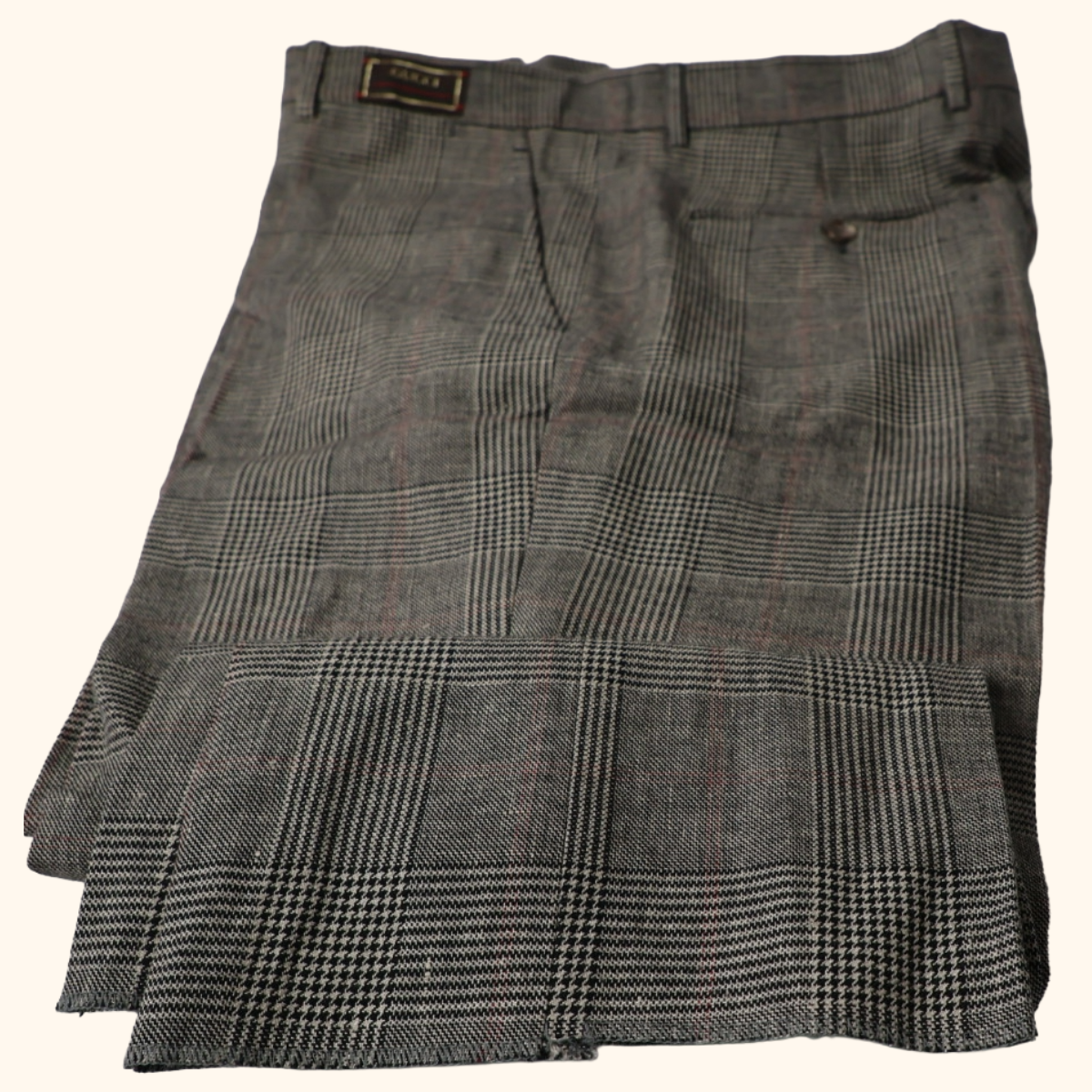 Check wool-blend trousers