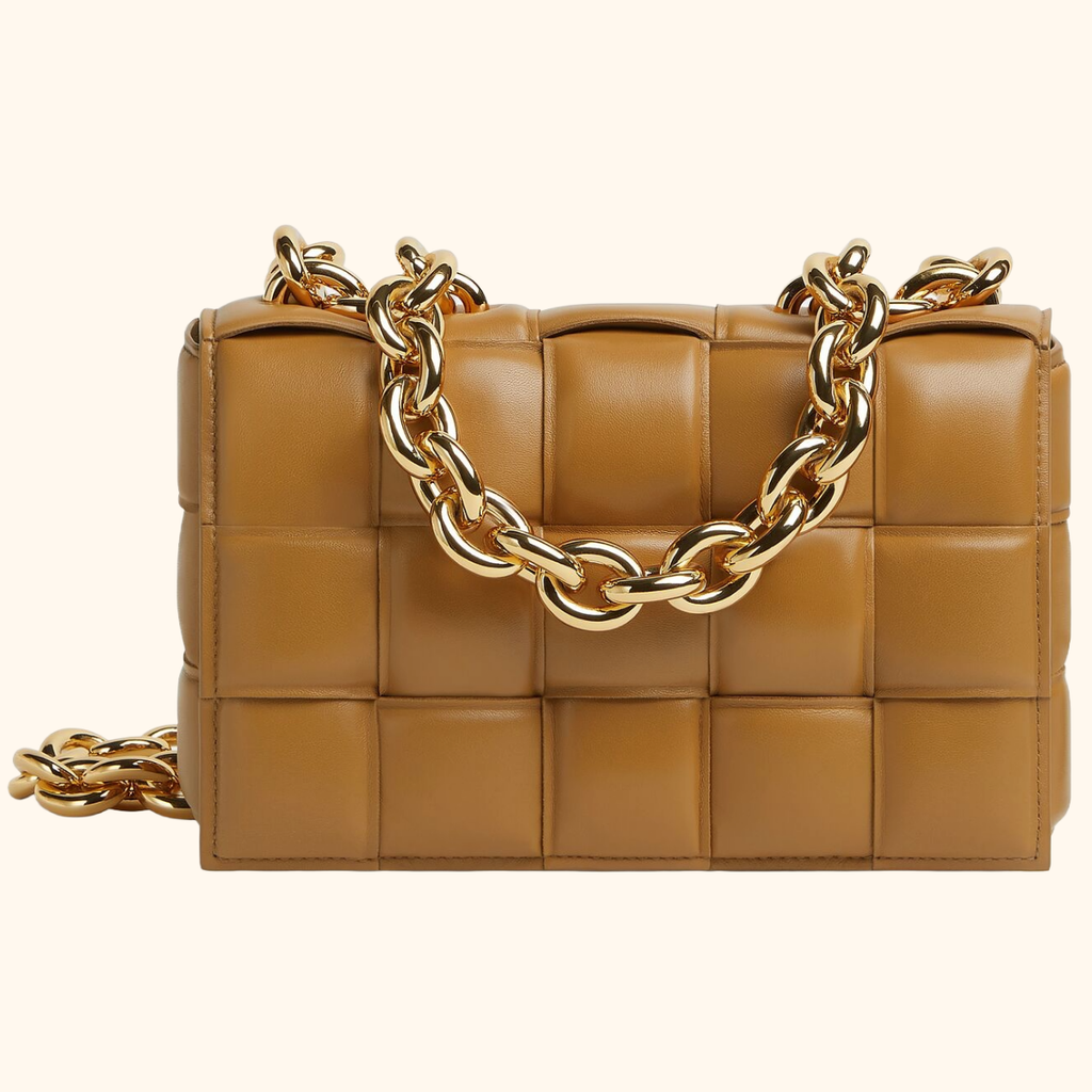 Chain cassette padded leather bag