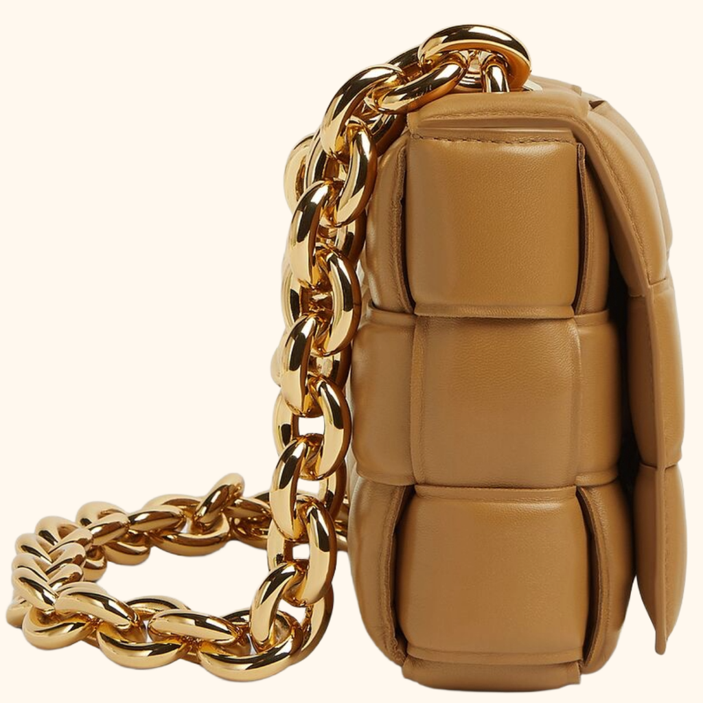 Chain cassette padded leather bag