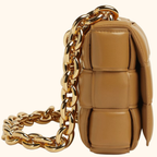 Chain cassette padded leather bag
