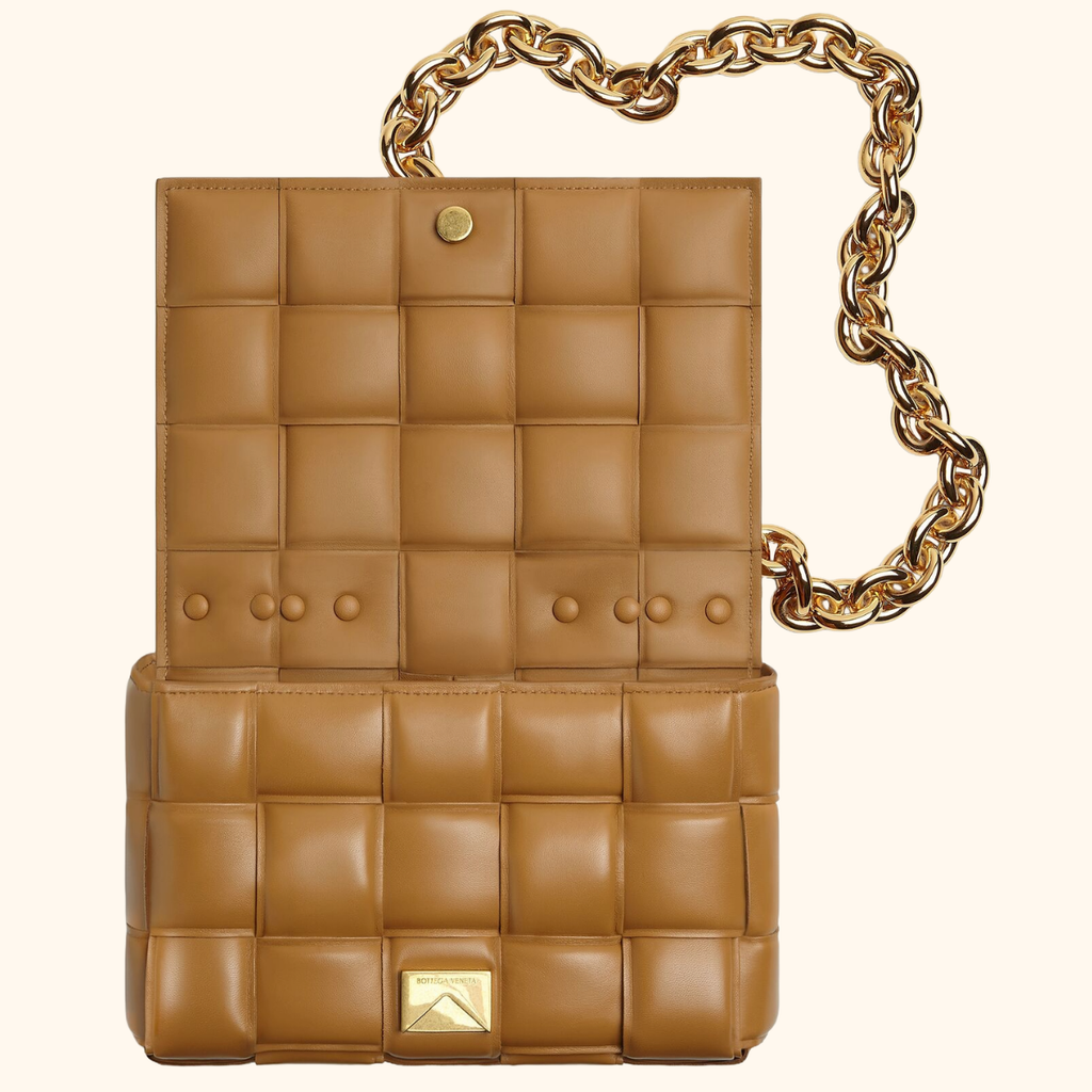 Chain cassette padded leather bag