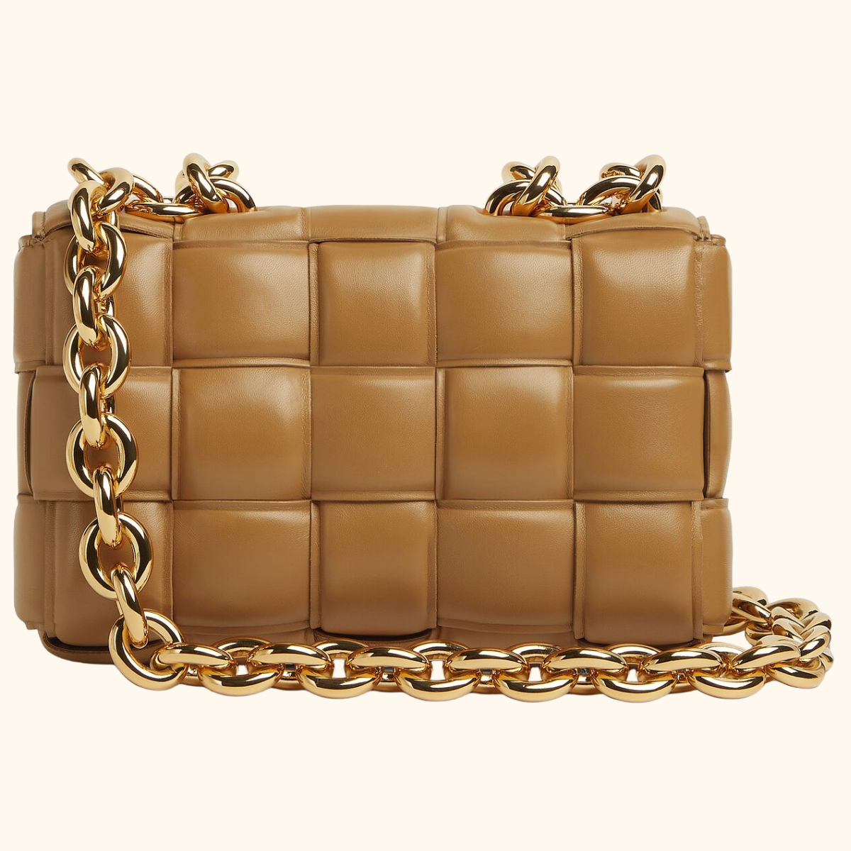 Chain cassette padded leather bag