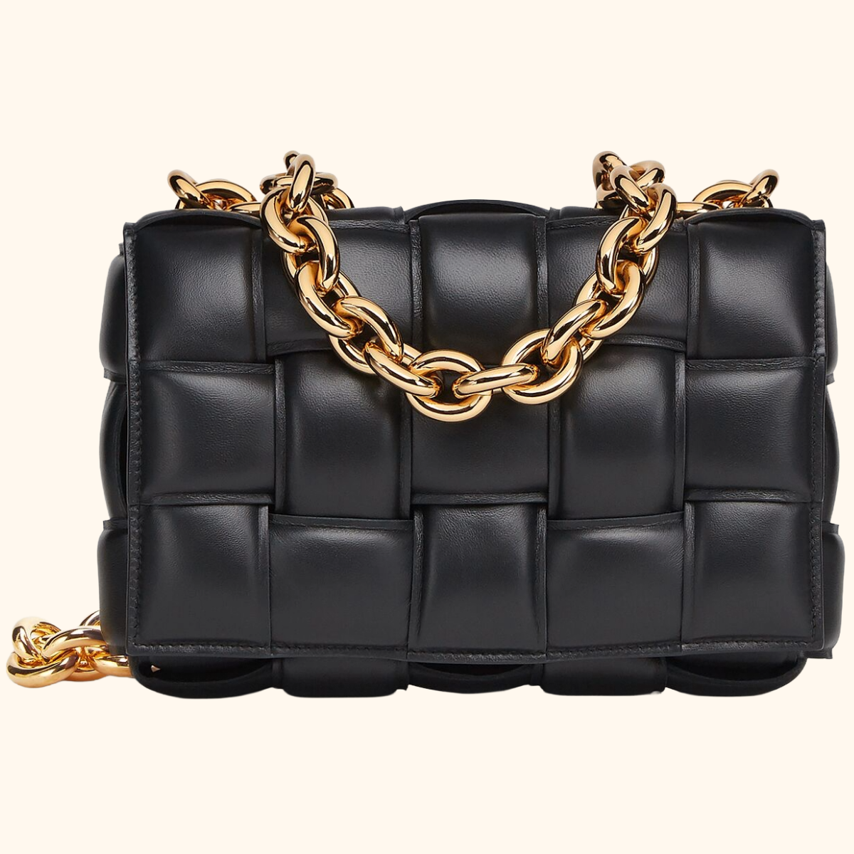 Chain cassette padded leather bag