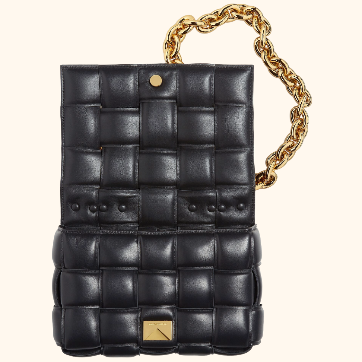 Chain cassette padded leather bag
