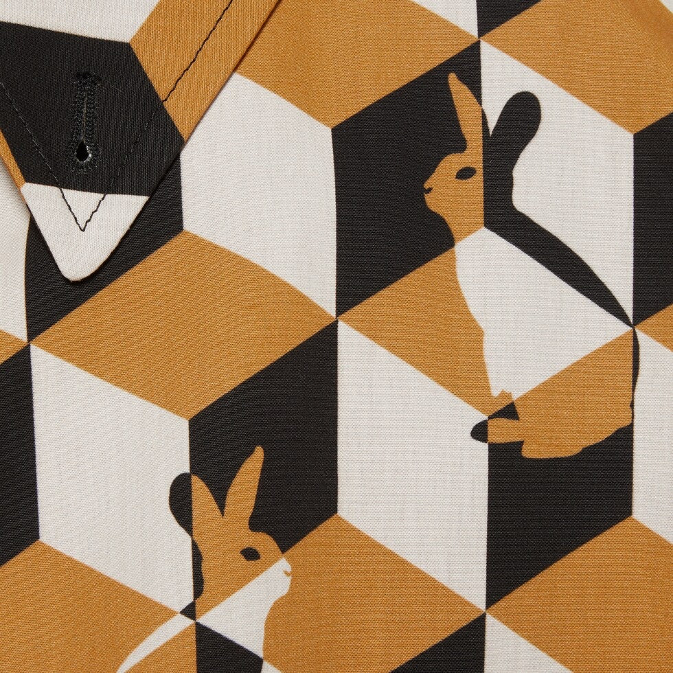 Square G print coat