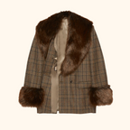 WOOL JACKET WITH DETACHABLE FAUX FUR
