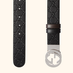Signature leather reversible belt