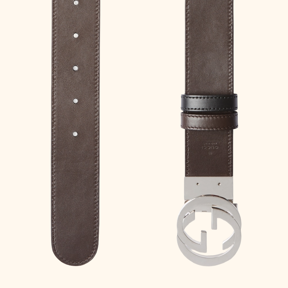 Signature leather reversible belt
