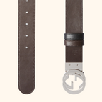 Signature leather reversible belt