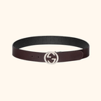 Signature leather reversible belt