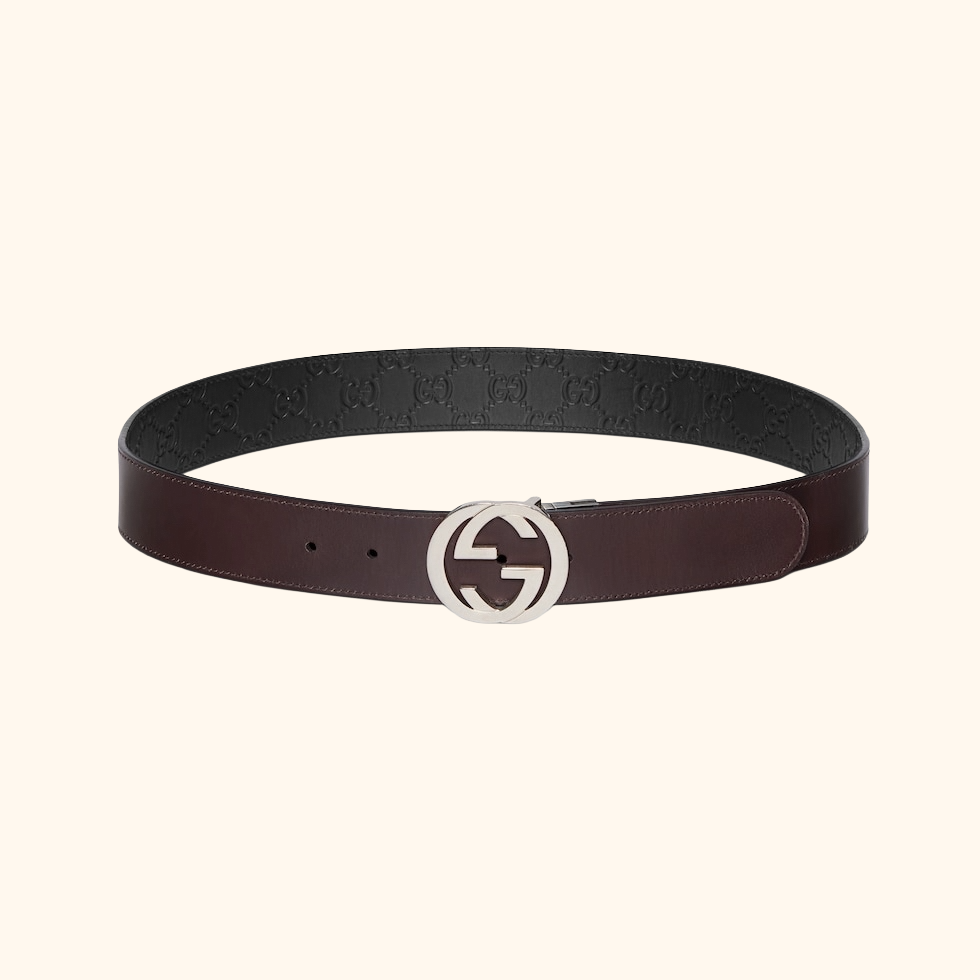 Signature leather reversible belt