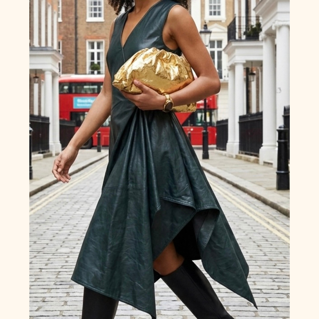 Leather midi dress