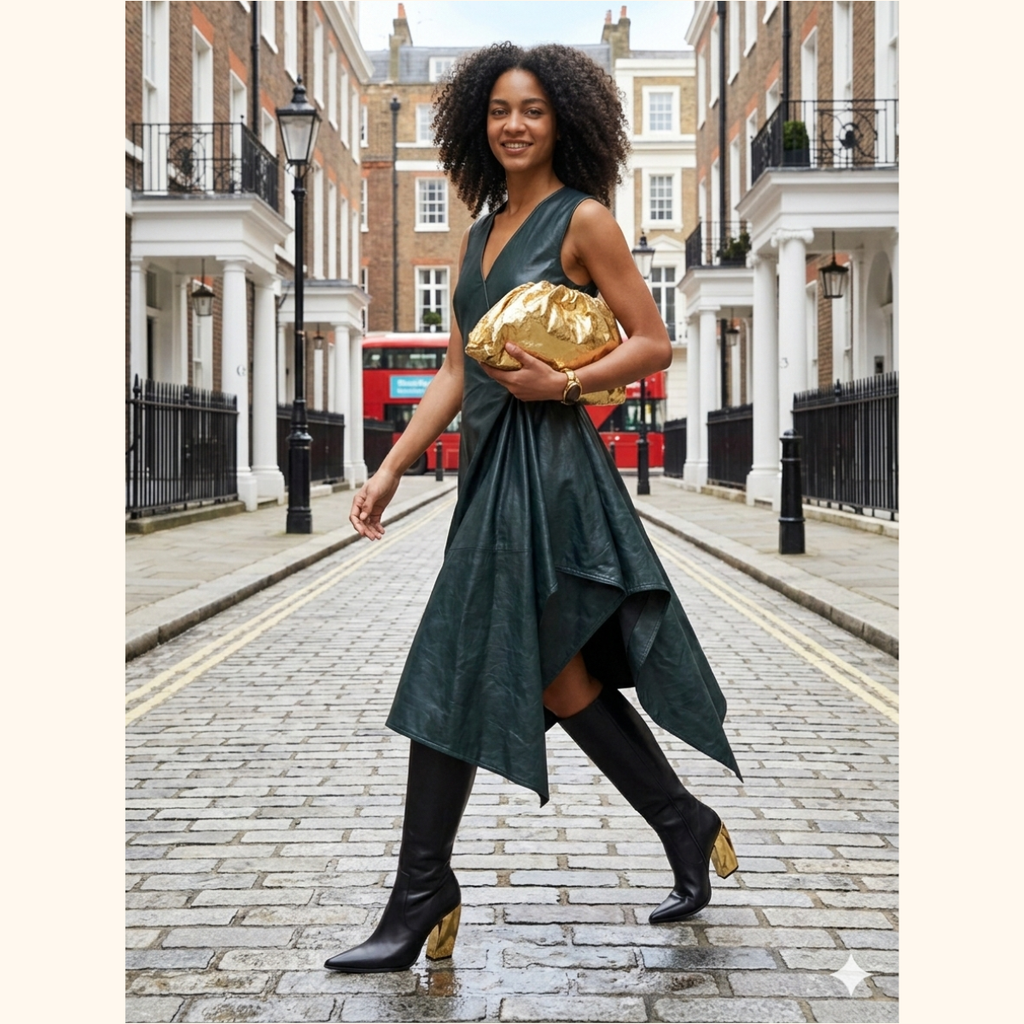 Leather midi dress