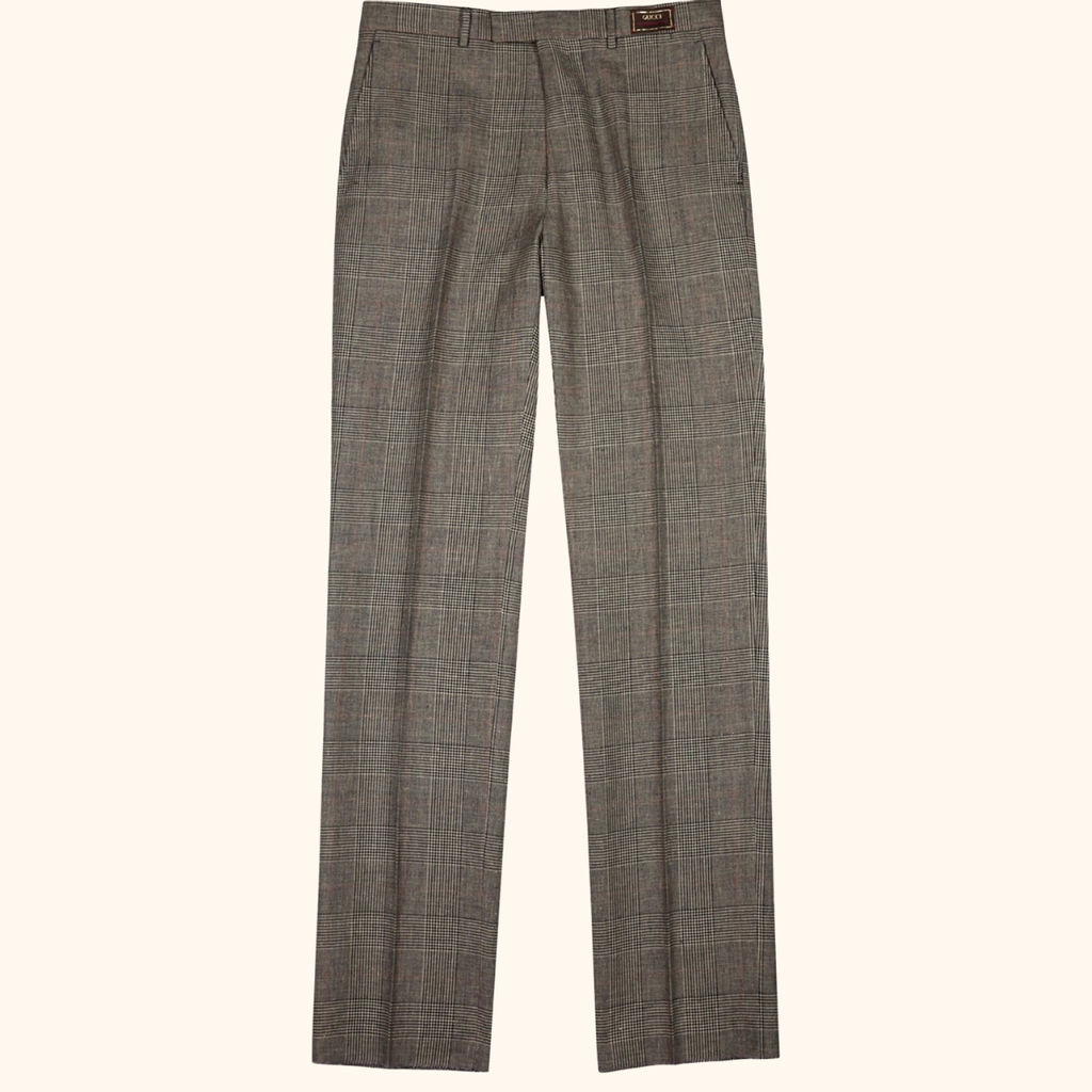 Check wool-blend trousers