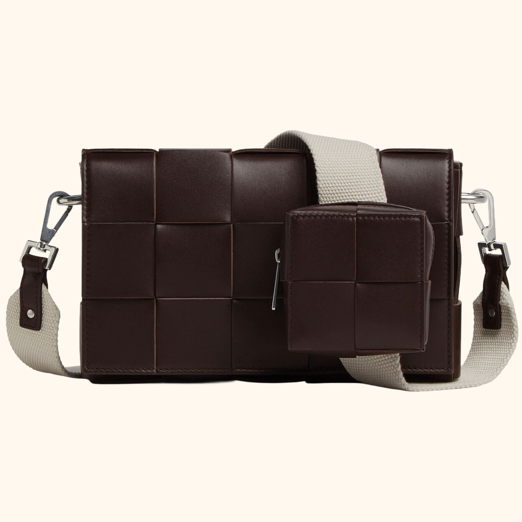 Leather Intreccio cassette cross body bag
