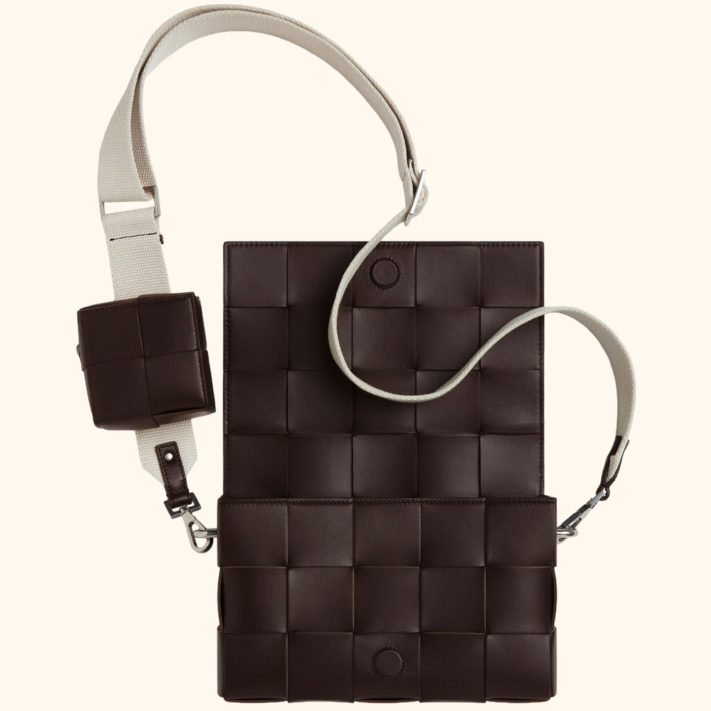 Leather Intreccio cassette cross body bag