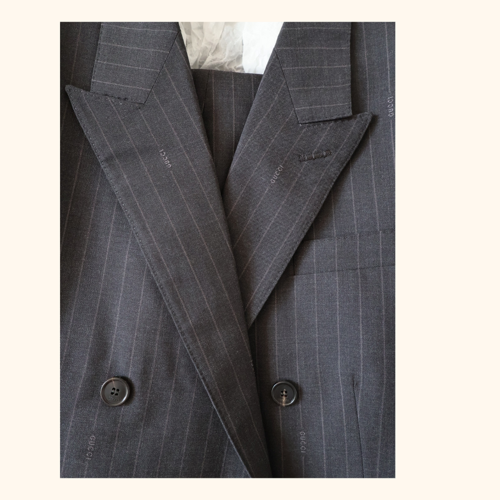 Double breasted pin stripe suit