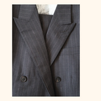 Double breasted pin stripe suit