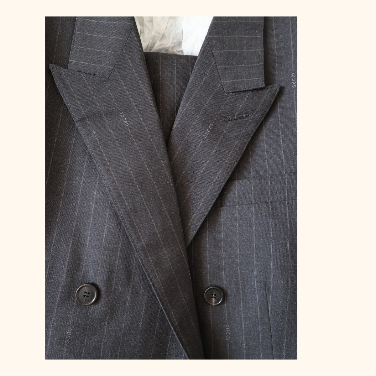 Double breasted pin stripe suit