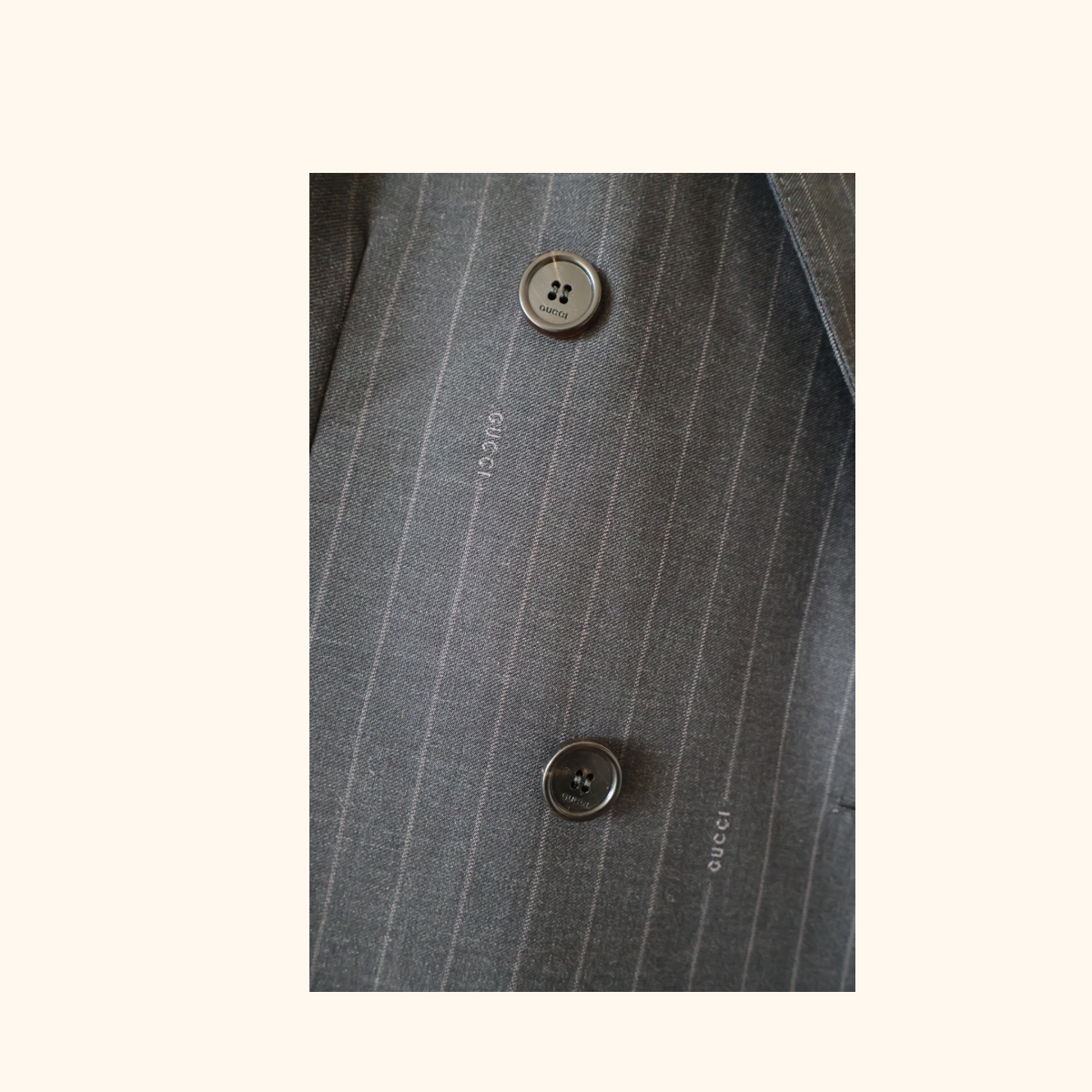 Double breasted pin stripe suit